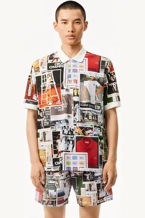 Lacoste Mens Loose Fit L.12.12 Printed Polo Shirt in Multi colour - Cotton - Size Small