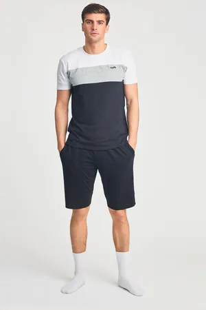 Tokyo Laundry Mens Cotton 2-Piece Short Sleeve Top And Jersey Shorts Pyjama Set - Size Medium