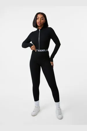 Pink Vanilla Womens Ribbed Leggings With Logo Band - - Size Large