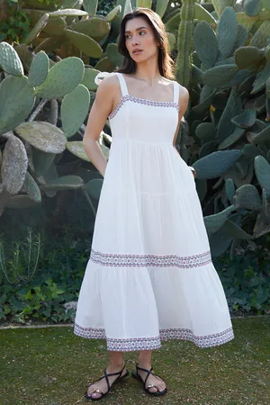Threadbare Womens Embroidered Tiered Maxi Dress - Size 12 UK
