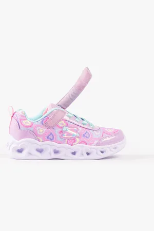 Skechers 303257L/LVMT HEART LIGHTS - BOOGIE LOVE Girls Trainers Lavender Multi - - Size UK 11.5 Kids