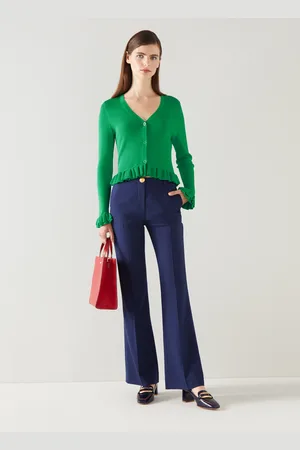 LK Bennett Womens Grace Cardigans,Emerald - Viscose/Polyamide - Size Small