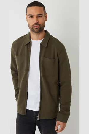 Threadbare Mens Zip Through Pique Shacket - Size Large
