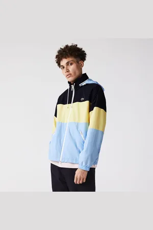 Lacoste Mens Concealed Hood Water-Resistant Colour-Block Jacket in Multi colour - - Size Small/Medium