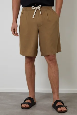 Threadbare Mens Linen Blend Pleated Loose Fit Shorts - Size 34W/32L