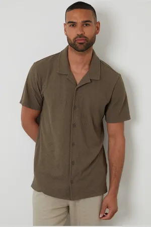 Threadbare Mens Relaxed Fit Textured Revere Collar Shirt - Size Small