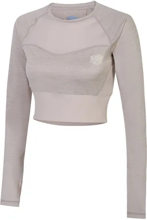 Umbro Womens/Ladies Pro Training Long-Sleeved Crop Top (Silver Marl) - Size 10 UK