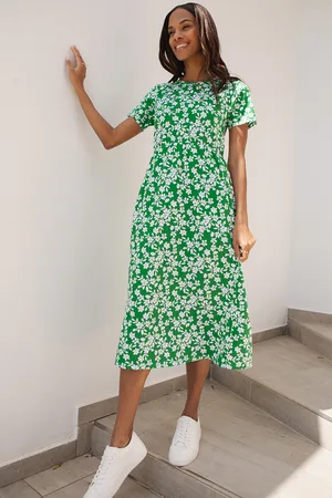 Threadbare Womens Cotton Jersey Smock-Style Midi Dress With Pockets - Size 16 UK