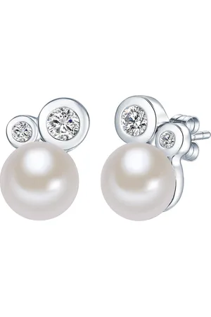 Valero Pearls Womens Stud earring sterling freshwater cultured pearl white zirconia - One Size
