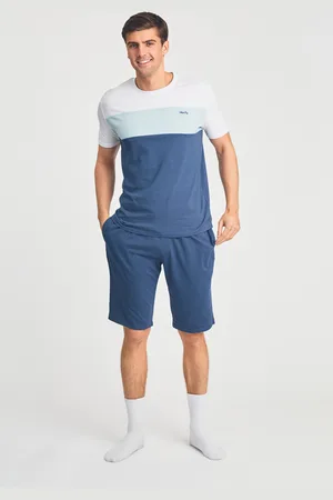 Tokyo Laundry Mens Dark Cotton 2-Piece Short Sleeve Top And Jersey Shorts Pyjama Set - Size Large