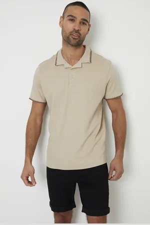Threadbare Mens Cotton Contrast Revere Collar Polo Shirt - Size Large