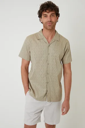 Threadbare Mens Cotton Pluck Textured Short Sleeve Shirt - Size Large