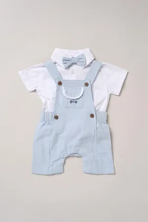 Little Gent Baby Bodysuit Shirt, Dungarees and Bowtie Outfit Set - - Size 18M