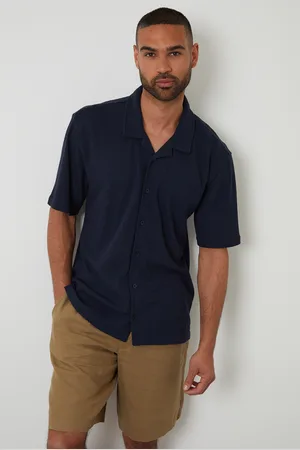Threadbare Mens Textured Relaxed Fit Short Sleeve Shirt - Size Small