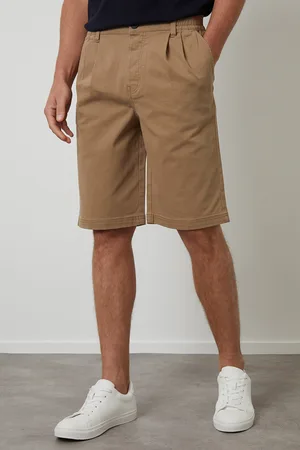 Threadbare Mens Pleated Relaxed Fit Stretch Chino Shorts - Size 32W/32L
