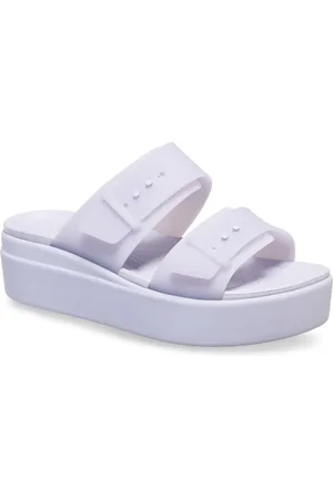 Crocs Brooklyn Buckle Low Wedge WoMens Moon Sandals - Size UK 4