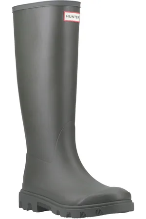 Hunter Downpour Tall Boot Rubber Mens Dark Olive Wellington Boots - - Size UK 8