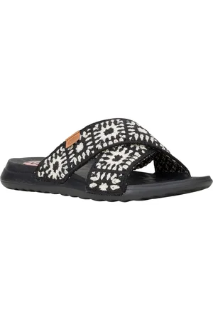 Hey dude Christi Slide Cottage Crochet Cotton WoMens /White Sandals - Size UK 6