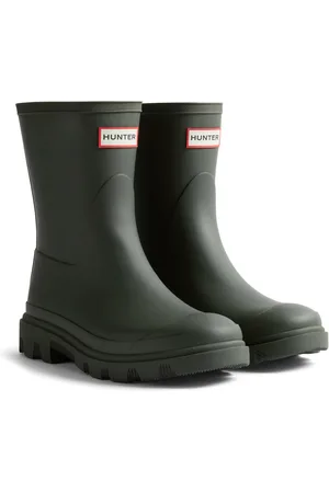Hunter Downpour Short Boot Rubber Mens Dark Olive Wellington Boots - - Size UK 11