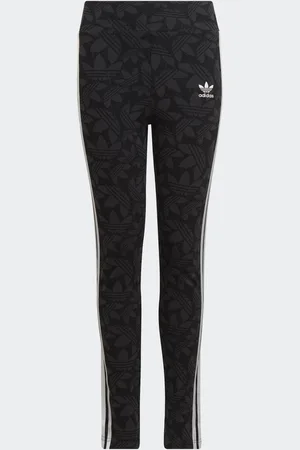 adidas Childrens Unisex High-Waisted Allover Print Tights - Cotton - Size 5-6Y