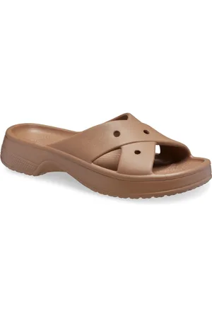 Crocs Classic Cross Strap Thermoplastic WoMens Milk Chocolate Sandals - - Size UK 8