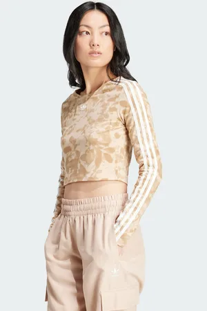 adidas Womens 3-Stripes Crop Top - Cotton - Size X-Large