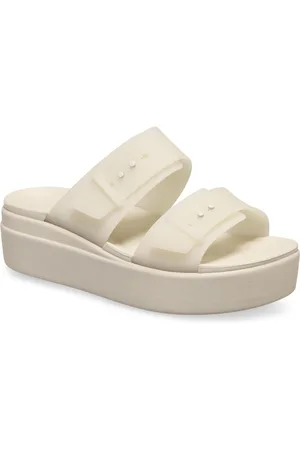 Crocs Brooklyn Buckle Low Wedge WoMens Sandstone Sandals - - Size UK 4