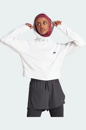 adidas Womens AEROREADY Game and Go Full-Zip Hooded Fleece Jacket - Recycled Material - Size Large