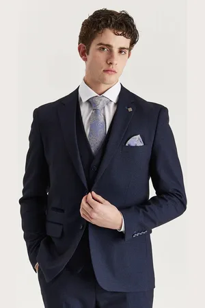PAUL ANDREW Mens Navy Suit Blazer Prince Of Wales Formal - - Size 38 (Chest)