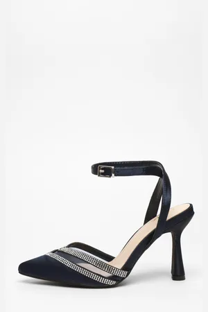 Quiz Womens Diamante Mesh Court Heels - Size UK 4