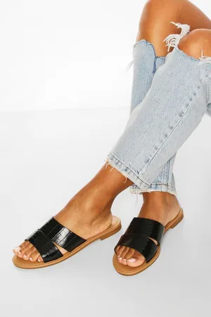 Boohoo Womens Croc Peep Toe Sliders - - Size UK 3