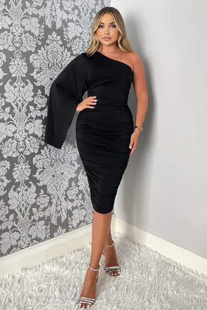 Ax Paris Womens Drape Sleeve Bodycon Midi Dress - Size 8 UK