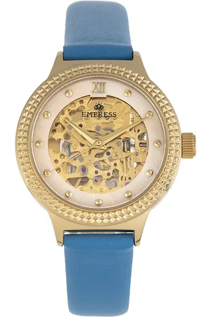 Empress Womens Alice Automatic MOP Skeleton Dial Leather-Band Watch - Stainless Steel - One Size