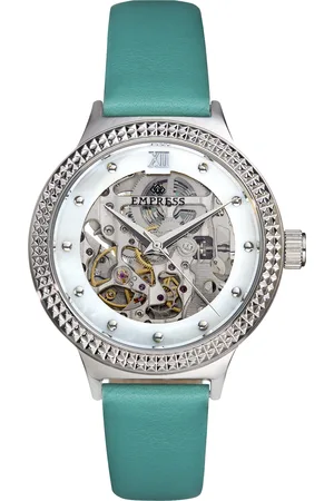 Empress Womens Alice Automatic MOP Skeleton Dial Leather-Band Watch - Stainless Steel - One Size