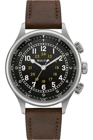 BULOVA A-15 Pilot Mens Watch 96A245 Leather (archived) - One Size