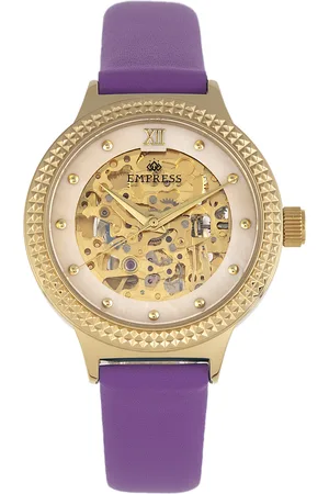 Empress Womens Alice Automatic MOP Skeleton Dial Leather-Band Watch - Stainless Steel - One Size