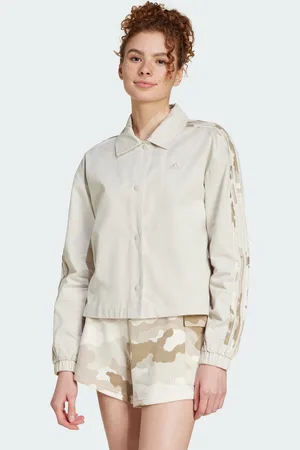 adidas Womens Essentials Camo Printed 3-Stripes Twill Coach Jacket - Cotton - Size X-Small