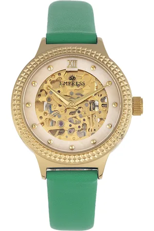 Empress Womens Alice Automatic MOP Skeleton Dial Leather-Band Watch - Stainless Steel - One Size