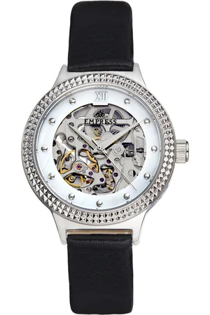 Empress Womens Alice Automatic MOP Skeleton Dial Leather-Band Watch - Stainless Steel - One Size