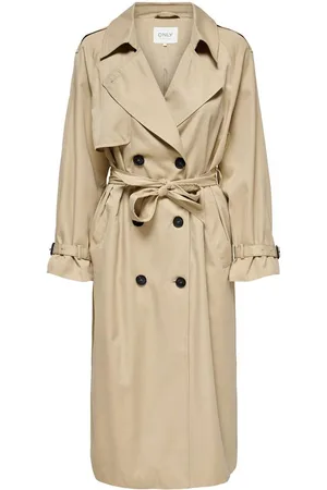 ONLY Womens Button-Fastening Coat with Lapel Collar and Side Pockets - material_polyester - Size Small