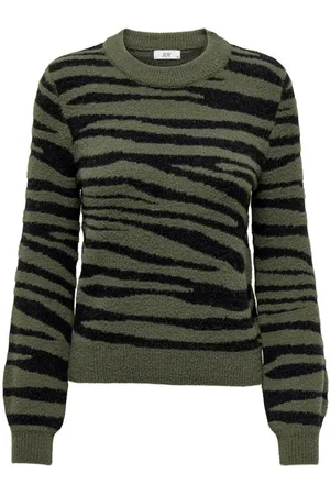 JACQUELINE DE YONG Womens Zebra Knitted Jumper with Long Sleeves and Round Neck - material_nylon - Size Small