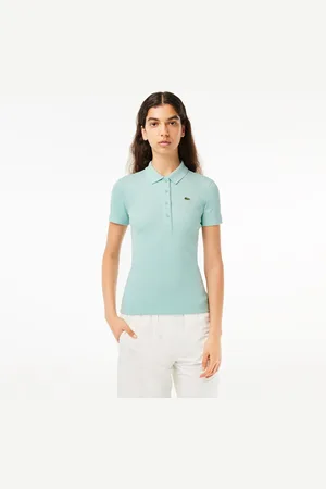 Lacoste Womens Slim Fit L.12.D Ribbed Polo Shirt in Cotton - Size 12 UK