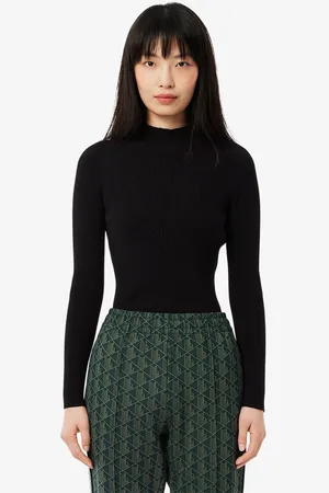 Lacoste Womens High Neck 3D Rib Knit Sweatshirt in viscose - Size 10 UK