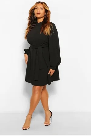 Boohoo Womens Plus High Neck Blouson Sleeve Skater Dress - - Size 18 UK