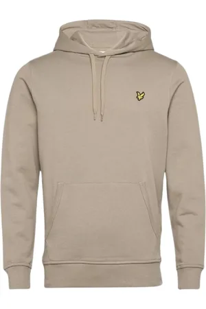 Lyle & Scott Mens Branded Khaki Smoke Pull-over Hoodie Cotton - Size X-Large