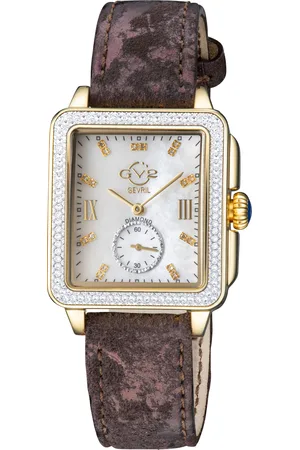 GV2 by Gevril 9256 WoMens Bari Swiss Quartz Diamond Watch - Leather - One Size