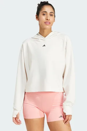 adidas Womens Power Loose Fit Back-Ventilation Hoodie - Recycled Material - Size Medium