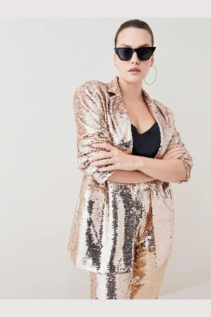 Karen Millen Womens Plus Size Sequin Tailored Sb Jacket in - Size 22 UK