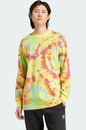 adidas Mens Tie-Dyed Long Sleeve Tee - Cotton - Size Medium