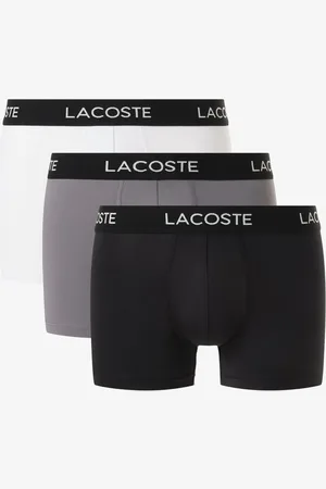 Lacoste Mens 3 Pack of Microfiber Trunks in Black Grey White - Size Medium